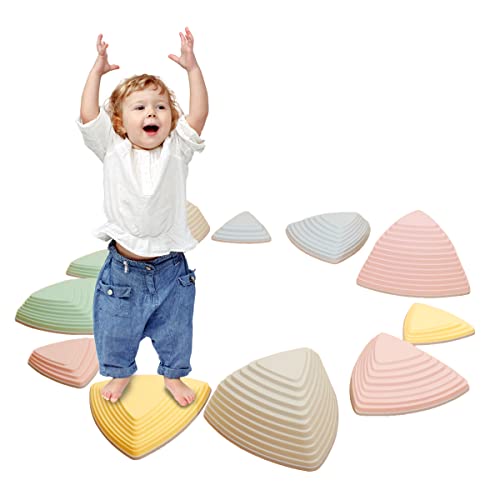 Trittsteine für Kinder, 11 Stück, Hindernisläufen, für drinnen und draußen, Kleinkinder, sensorisches Spielzeug, fördert das Gleichgewicht, Koordination und Stärke, Rutschfester Vollgummirand