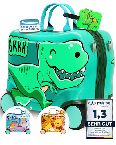 REISERACKER Kinderkoffer zum Draufsitzen als Kinderkoffer Handgepäck & Ersatz für Kindertrolley Jungen - Kinderkoffer Jungen - Kinder Reisekoffer für Kindergepäck - Kinderkoffer mit Rollen